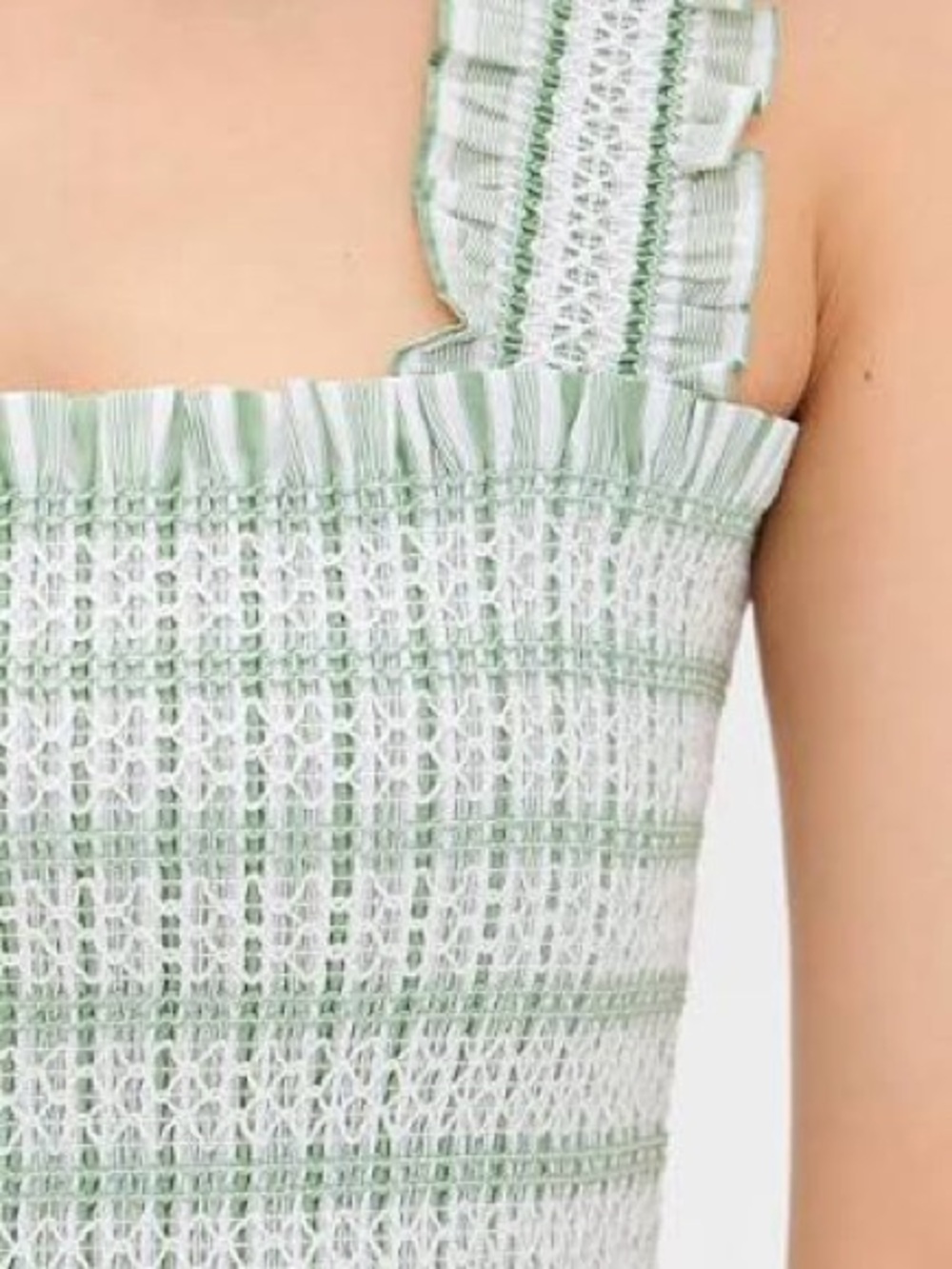 Hill House Azalea Nap Crop Top Medium Apple Green Variegated Stripe Like Ne - Picture 2 of 9